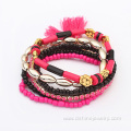 Multi Layers Tassel Beaded Bracelets Acrylic Rhinestone Band